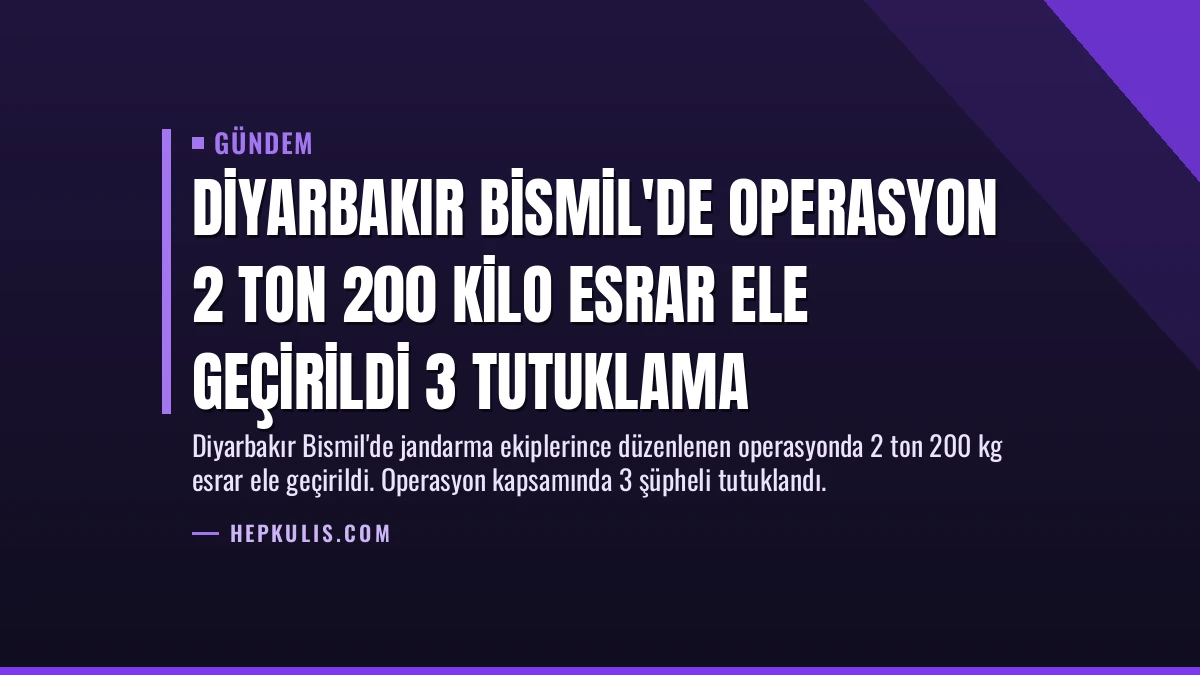 Diyarbakır Bismil’de Operasyon 2 Ton 200 Kilo Esrar Ele Geçirildi 3 Tutuklama