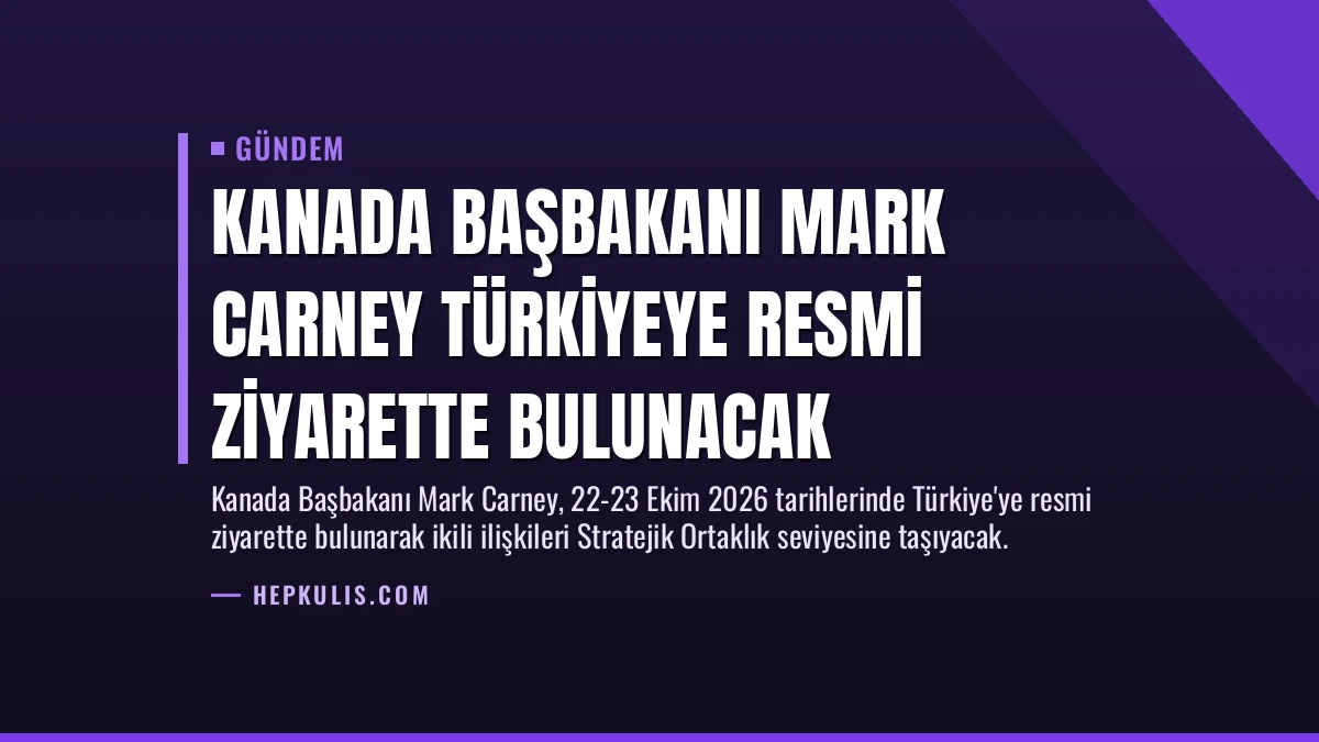 Kanada Başbakanı Mark Carney Türkiyeye Resmi Ziyarette Bulunacak