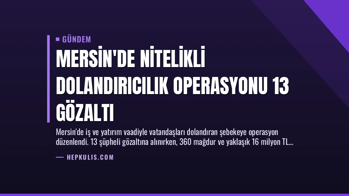 Mersin’de Nitelikli Dolandırıcılık Operasyonu 13 Gözaltı