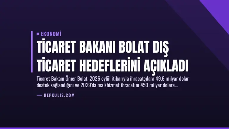 Ticaret Bakanı Bolat Dış Ticaret Hedeflerini Açıkladı