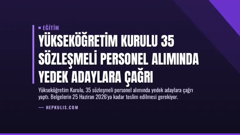 Yükseköğretim Kurulu 35 Sözleşmeli Personel Alımında Yedek Adaylara Çağrı
